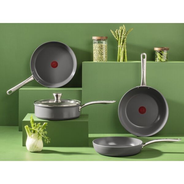 Tefal Renew+ C4240253, Στρογγυλό, Πολυχρηστικό τηγάνι, Γκρι, Κεραμικό, Αλουμίνιο, 1.27 L