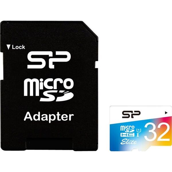 Karta Silicon Power Colorful Elite MicroSDHC 32 GB Class 10 UHS-I  (SP032GBSTHBU1V20SP)