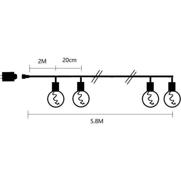 ΓΙΡΛΑΝΤΑ ΕΞΩΤΕΡΙΚΟΥ ΧΩΡΟΥ PARTY LIGHT 20 ΛΑΜΠΤΗΡΕΣ 100LED 5,8M 230V