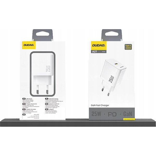 Φορτιστής τοίχου Dudao A27 25W GaN USB-C - λευκός