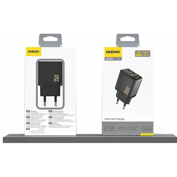 Φορτιστής Dudao A26T GaN 25W USB-A, USB-C - μαύρη