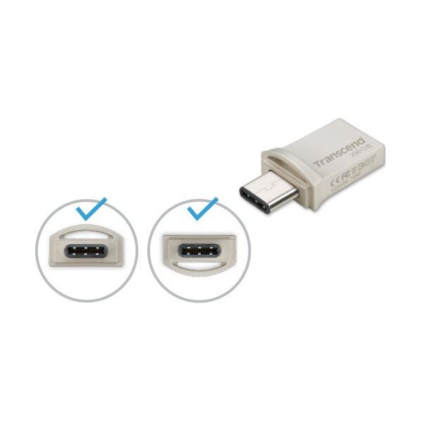Transcend JetFlash 890 USB μνήμη 256 GB USB Type-A / USB Type-C 3.2 Gen 1 (3.1 Gen 1) Ασημί