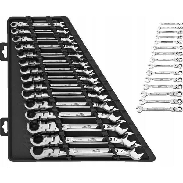 Σετ κλειδιών MILWAUKEE FLAT-EYE 15 τεμαχίων MAXBITE με κινητό καστάνια ίντσας