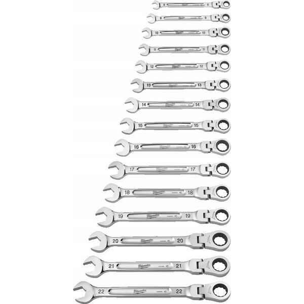 Σετ κλειδιών MILWAUKEE FLAT-EYE 15 τεμαχίων MAXBITE με κινητό καστάνια ίντσας