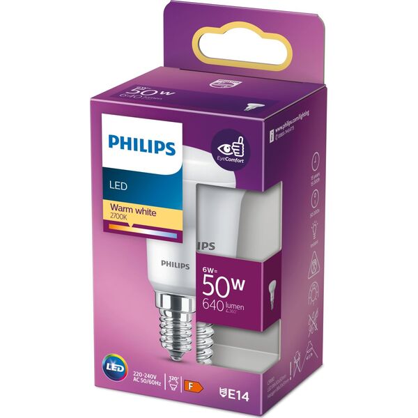 Signify Philips LED Reflektor R50 50W E14 Warmweiß 640lm Silber 1erP