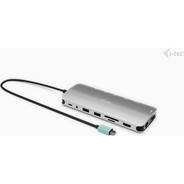 I-TEC USB-C Metal NanoDock 2xHDMI 1xUSB-C Video 1xGLAN 1xAudio/Mic 1xSD/microSD 1xUSB 3.2 3xUSB-C 3.2 Gen2 2xUSB 2.0 PD140W+charger