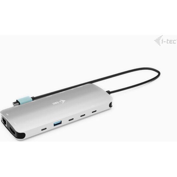 I-TEC USB-C Metal NanoDock 2xHDMI 1xUSB-C Video 1xGLAN 1xAudio/Mic 1xSD/microSD 1xUSB 3.2 3xUSB-C 3.2 Gen2 2xUSB 2.0 PD140W+charger