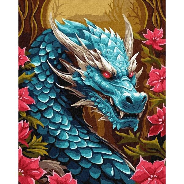 Malowanie po numerach - Potężny smok metal 40x50cm