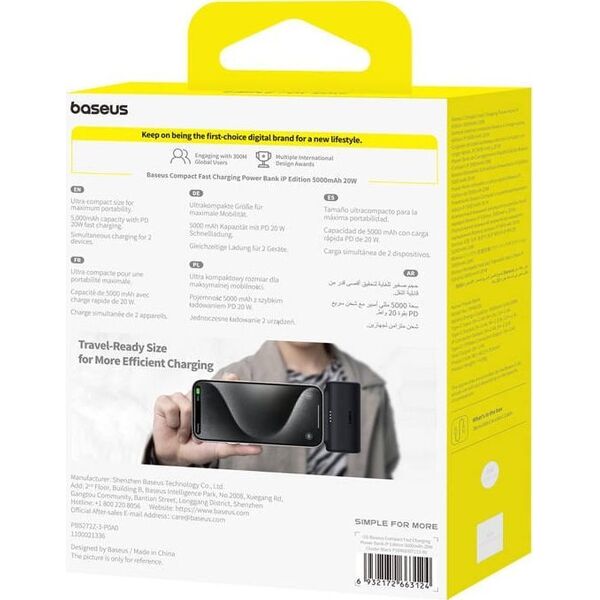 Powerbank OS-Baseus Compact IP 5000mAh 20W (czarny)