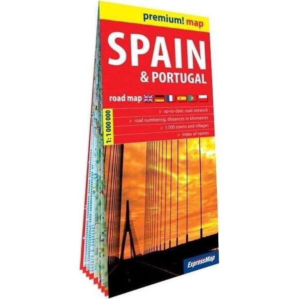 Premium! map Spain and Portugal Road Map w.2023 EDUKAMP
