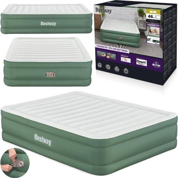 Bestway Dmuchany materac dwuosobowy samopompujący 203x152x46cm 69646 EDUKAMP