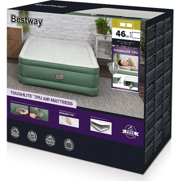 Bestway Dmuchany materac dwuosobowy samopompujący 203x152x46cm 69646 EDUKAMP