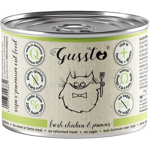 GUSSTO pusz.200g FRESH CHICKEN & PRAWNS    /6 Pokarm dla kota z KURCZAKIEM I KREWETKAMI