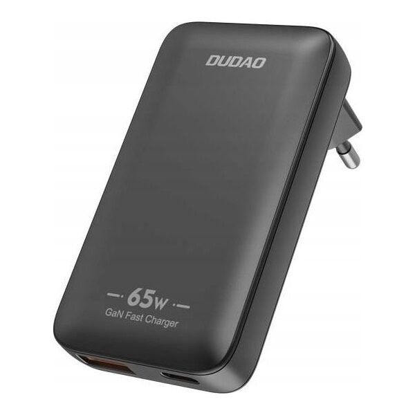 Ładowarka sieciowa podróżna GaN Dudao A65Q 65W USB-A / USB-C PD ultracienka EU / US - czarna