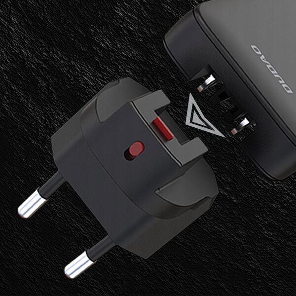 Ładowarka sieciowa podróżna GaN Dudao A65Q 65W USB-A / USB-C PD ultracienka EU / US - czarna