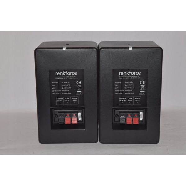 Reolhøjttaler Renkforce RL100W BK 100 W Sort 1 pair