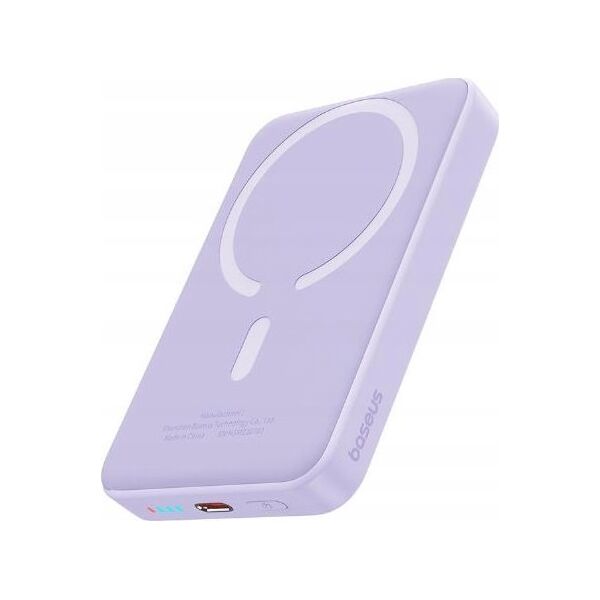 Powerbank Baseus OS-Baseus Magnetic Mini Air Wireless Fast Charge Power Bank 10000mAh 20W Nebula Purple（With Simple Charging Cable Type-C to Type-C (20V/3A) 30cm White)