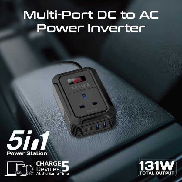 Promate Inverto-200W Μετατροπέας αυτοκινήτου DC-AC 11-17V 200W / USB-C PD65W