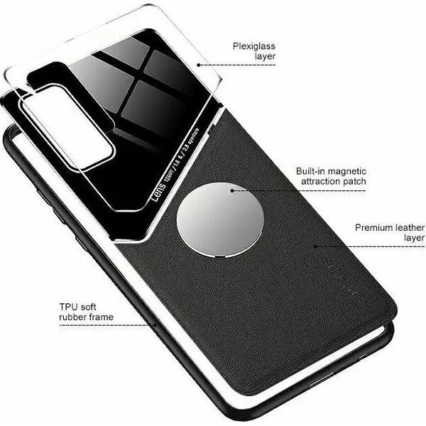 Θήκη Πλάτης από Δέρμα Mocco Lens για Samsung Galaxy A42 5G Μαύρο