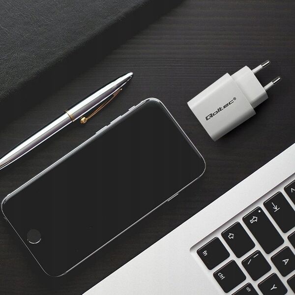 Ładowarka Qoltec Ładowarka Super Quick PD | USB-C | 20W | 5-12V | 1.67-3A | Biała