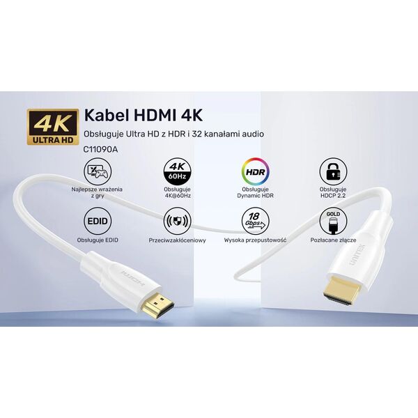 Unitek Kabel HDMI 2.0 4K biały 1m