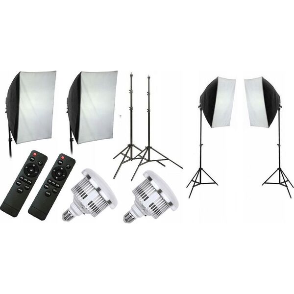 Zestaw studyjny Xrec Zestaw 10w1 2x Lampa Led 1600w 3000-6500k Pilot Softbox 50x70 Statyw 230 / 2x Led803