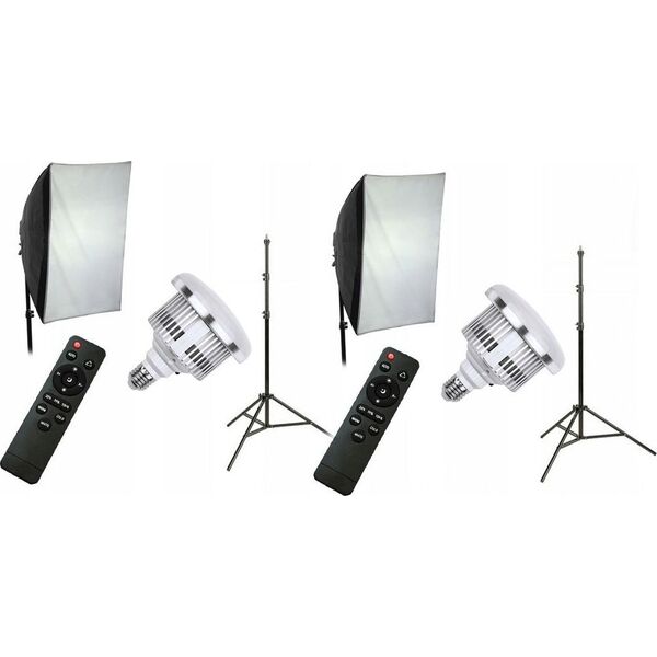 Zestaw studyjny Xrec Zestaw 10w1 2x Lampa Led 1600w 3000-6500k Pilot Softbox 50x70 Statyw 230 / 2x Led803