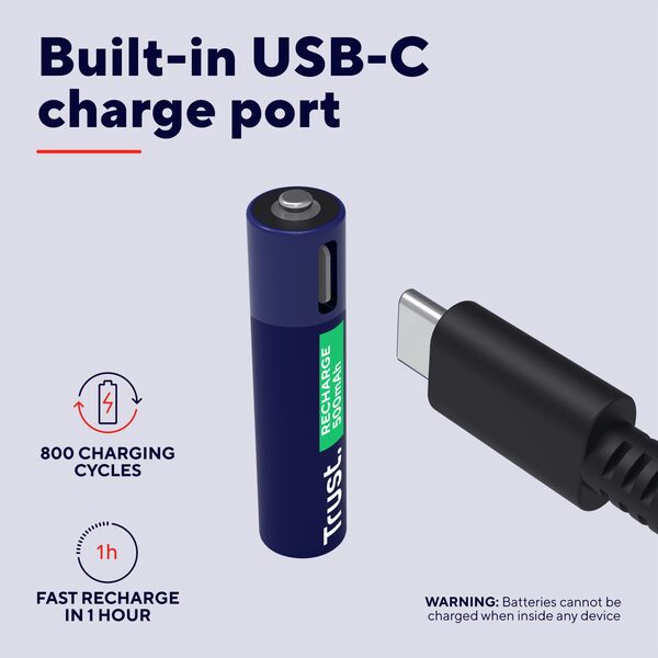 Trust Akumulator USB-C AAA 4-pak + kabel (25671)