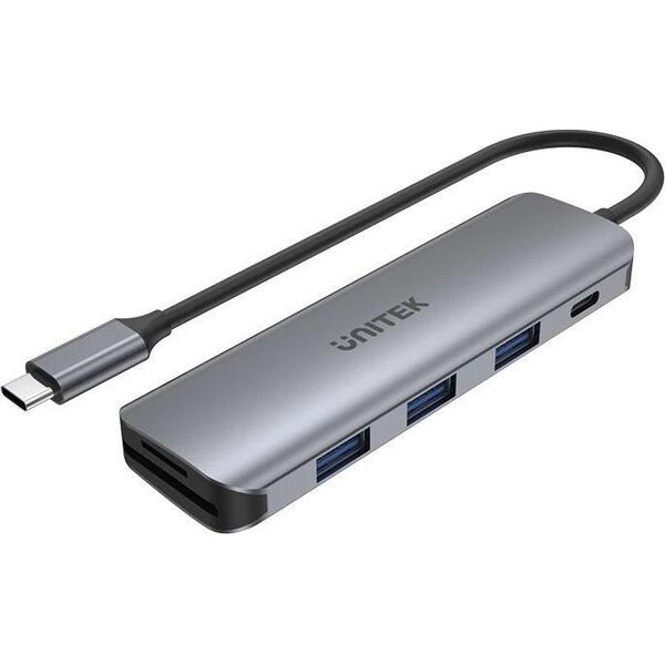 HUB USB Unitek 1x SD 1x USB-C 1x microSD  + 3x USB-A 3.1 Gen1 (H1107C)