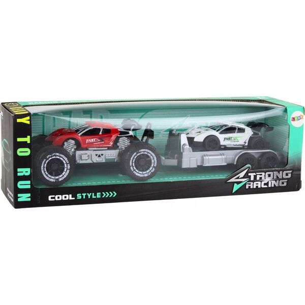 LeanToys Auto Terenowe Czerwone Laweta Pojazd Sportowy Zestaw