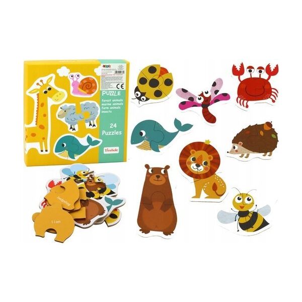 LeanToys Puzzle Edukacyjne Zwierzątka Układanka Nauka Angielskiego 48 ele.