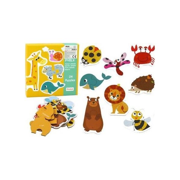 LeanToys Puzzle Edukacyjne Zwierzątka Układanka Nauka Angielskiego 48 ele.