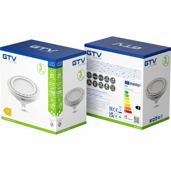 GTV Żarówka LED Gtv LD-ES111NW13W120-00 12,5W GU10 ES111 4000K 1250lm
