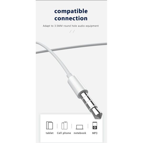 Słuchawki Jellico JELLICO słuchawki przewodowe EP3A JACK 3.5MM z mikrofonem 1.2M Biały standard