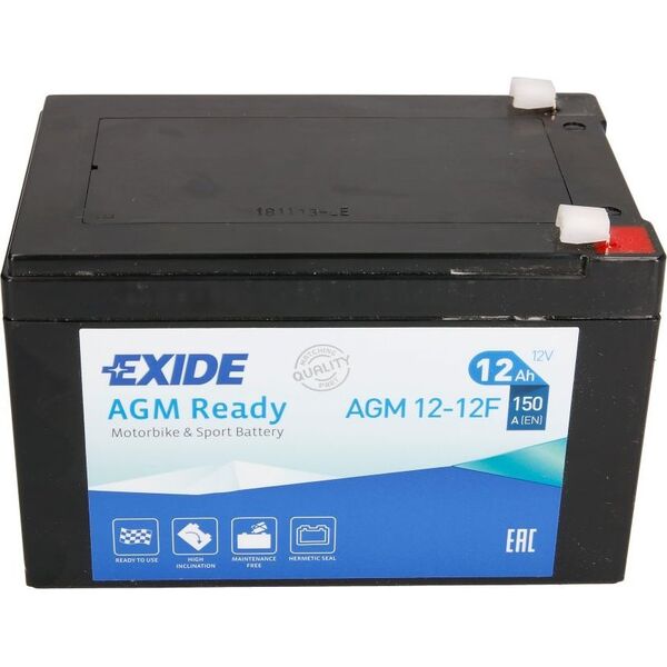 Μπαταρία AGM EXIDE 12V 12Ah 150A Χωρίς Συντήρηση 150x100x100mm Έτοιμη AGM12-12F