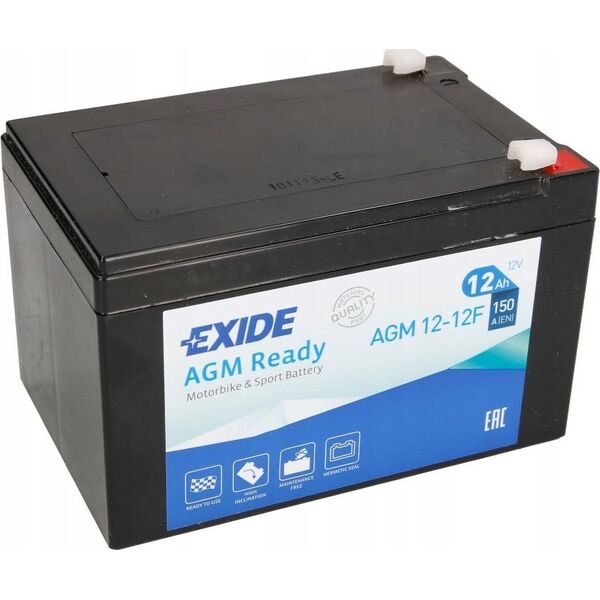 Μπαταρία AGM EXIDE 12V 12Ah 150A Χωρίς Συντήρηση 150x100x100mm Έτοιμη AGM12-12F