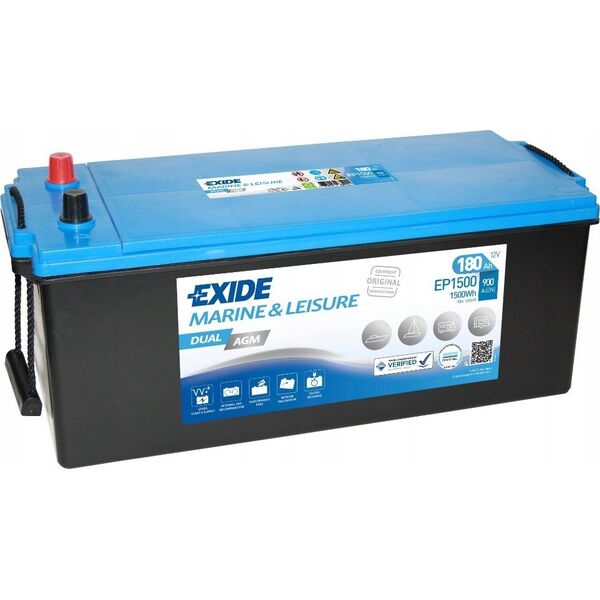 Μπαταρία 12V 180Ah/900A DUAL AGM MARINE/RV (L+ Τυπικός πόλος) 513x223x223 B0 (AGM)
