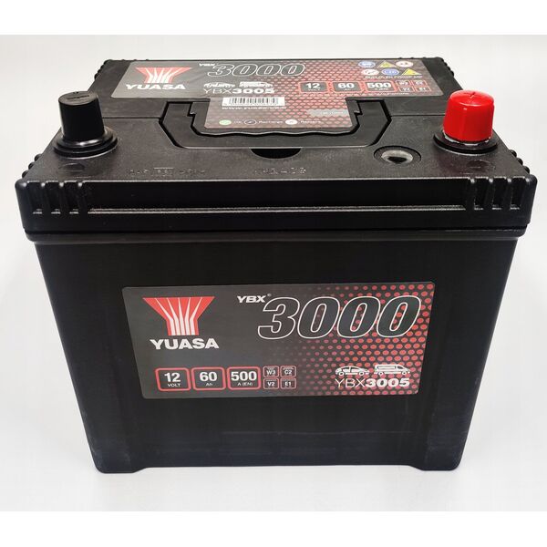 Μπαταρία YUASA 12V 60Ah/500A YBX3000 SMF (P+ standardowy) 232x173x225 B00 (εκκίνησης)