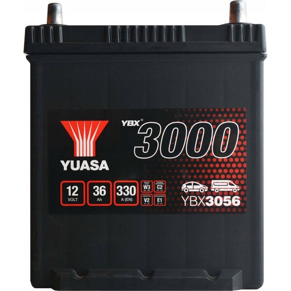 Μπαταρία YUASA 12V 36Ah/330A YBX3000 SMF (P+ standardowy) 187x135x227 B00 (εκκίνησης)
