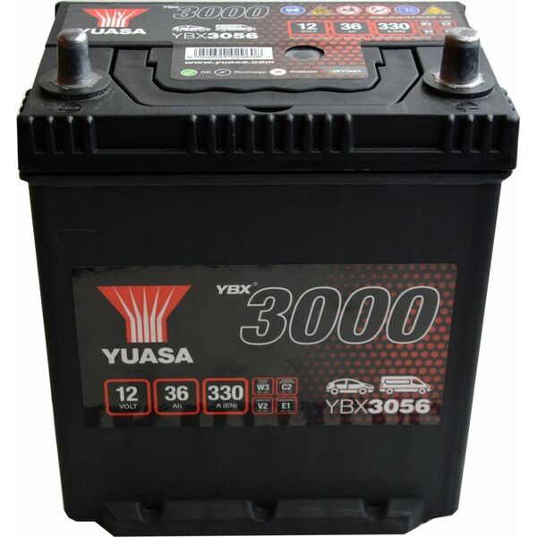 Μπαταρία YUASA 12V 36Ah/330A YBX3000 SMF (P+ standardowy) 187x135x227 B00 (εκκίνησης)