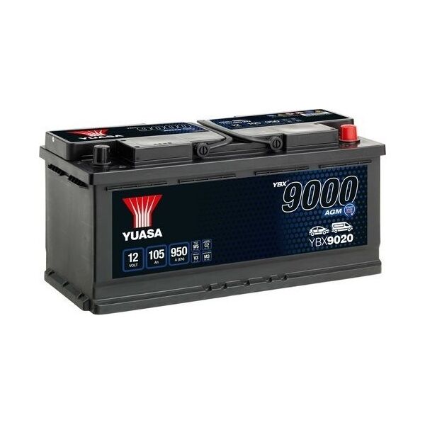 Μπαταρία YUASA 12V 105Ah/950A START&STOP AGM YBX9000 AGM Start Stop Plus (P+ standardowy) 393x175x190 B13 (agm/rozruchowy)