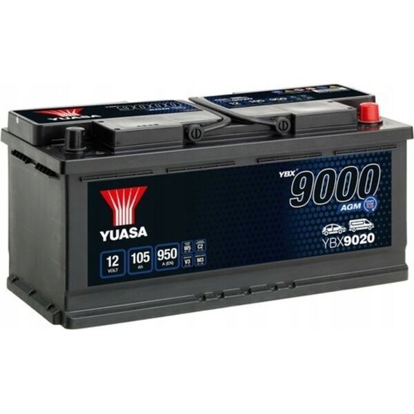 Μπαταρία YUASA 12V 105Ah/950A START&STOP AGM YBX9000 AGM Start Stop Plus (P+ standardowy) 393x175x190 B13 (agm/rozruchowy)