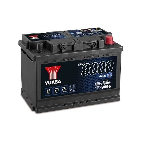 Μπαταρία YUASA 12V 70Ah/760A START&STOP AGM YBX9000 AGM Start Stop Plus (P+ standardowy) 278x175x190 B13 (agm/rozruchowy)