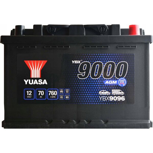 Μπαταρία YUASA 12V 70Ah/760A START&STOP AGM YBX9000 AGM Start Stop Plus (P+ standardowy) 278x175x190 B13 (agm/rozruchowy)