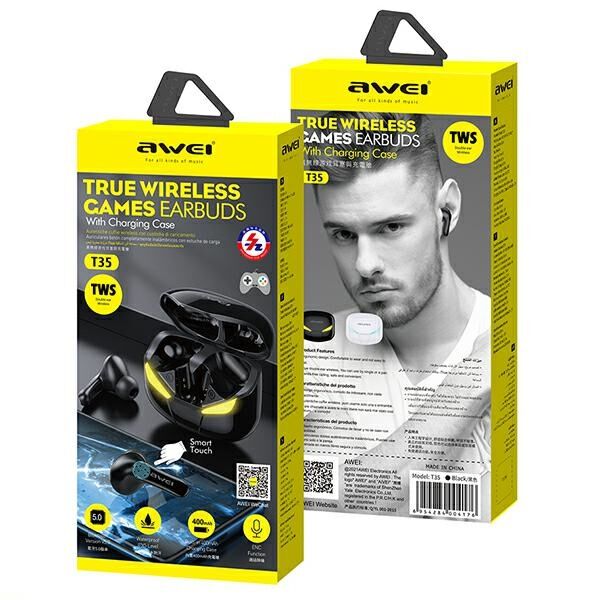 AWEI earphones Bluetooth 5.0 T35 TWS black