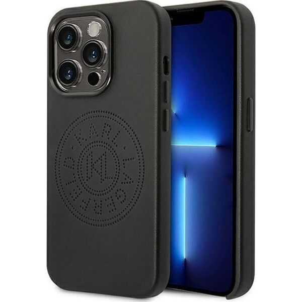Karl Lagerfeld Karl Lagerfeld Leather Perforated Logo Case - Etui iPhone 14 Pro Max (czarny)