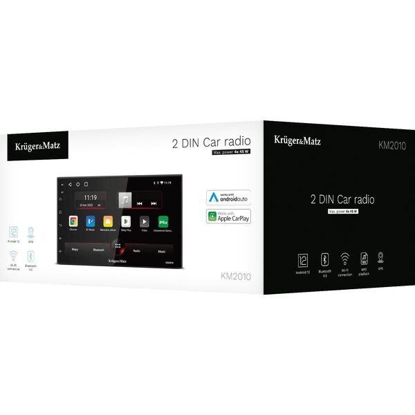 Radio samochodowe Kruger&Matz Radio samochodowe 7&#039|&#039| 2DIN Kruger&Matz KM2010 CarPlay/AndroidAuto Bluetooth Wi-Fi GPS