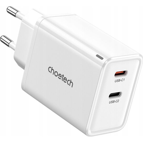 Ładowarka Choetech Ładowarka sieciowa Choetech PD6013 2x USB-C PD 65W GaN - biała