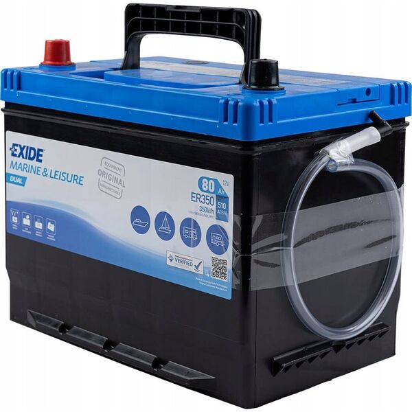 Μπαταρία EXIDE 12V 80Ah/510A DUAL MARINE/RV (L+ biegun standardowy) 260x175x225 B0 (dodatkowy-auxiliary/βαθιάς εκφόρτισης/εκκίνησης-τροφοδοσίας/εκκίνησης)