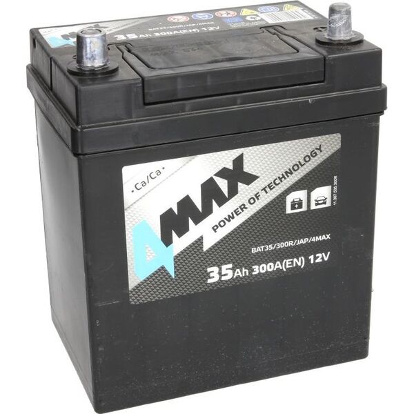Συσσωρευτής 4MAX 12V 35Ah/300A (P+ λεπτός πόλος (ιαπωνικά οχήματα) + τυπικός πόλος) 178x127x227 B00 - χωρίς βάση στερέωσης (εκκίνησης)